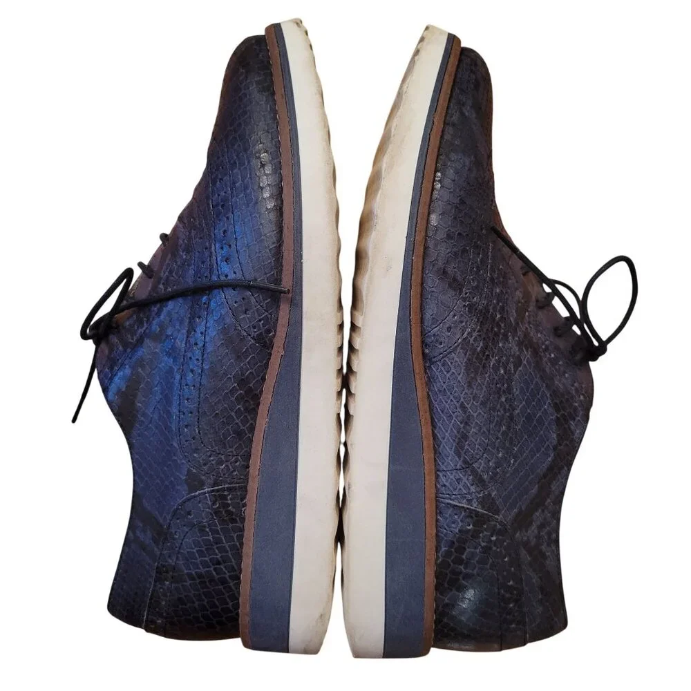 Boden 38 Blue Snakeskin Leather‎ WILLA Platform Brogue Oxford 7 Wingtip